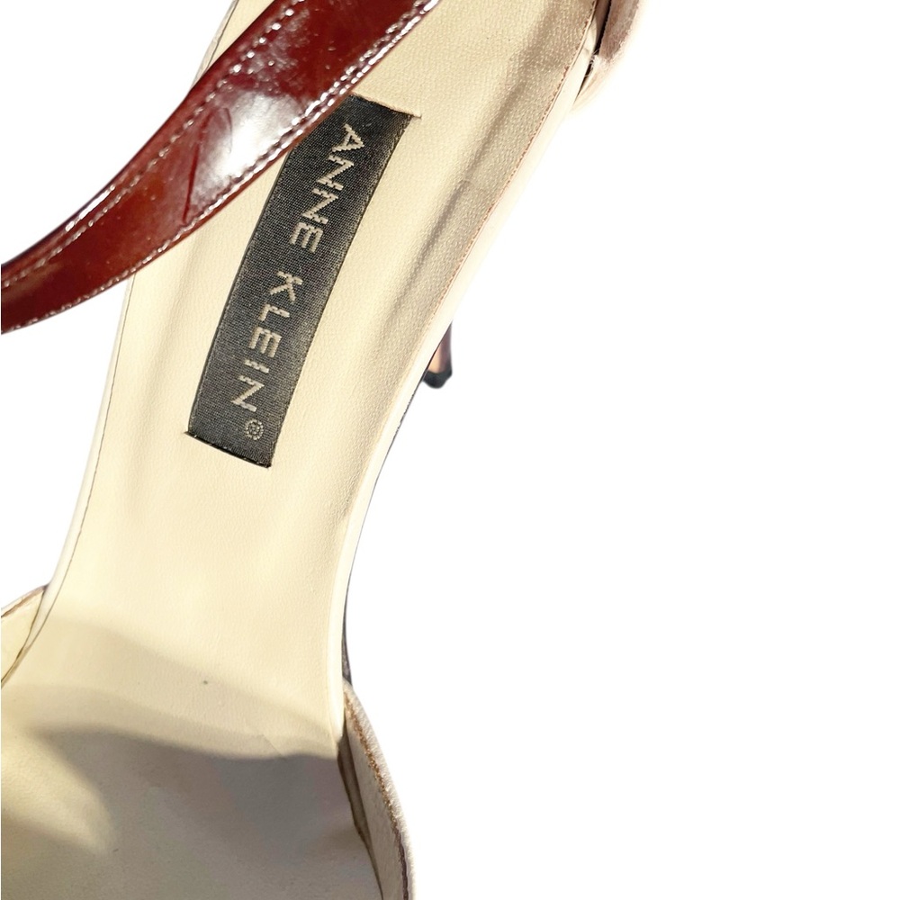 Anne Klein Genuine Leather Brown & Cream Pointed Spectator Ankle-Strap Pumps 8.5 - Picture 5 of 16